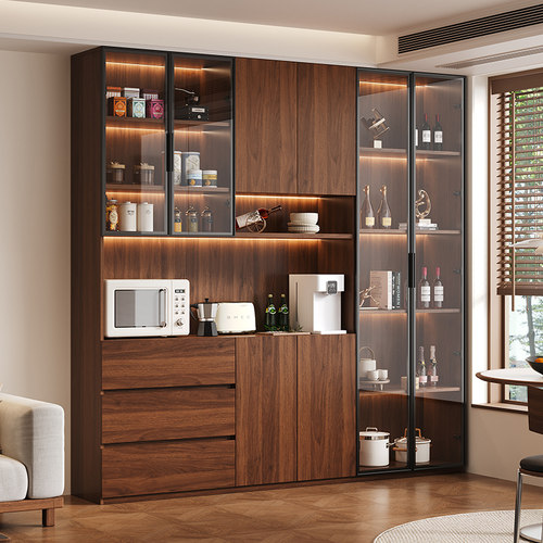 enf实木餐边柜靠墙一体客厅酒柜