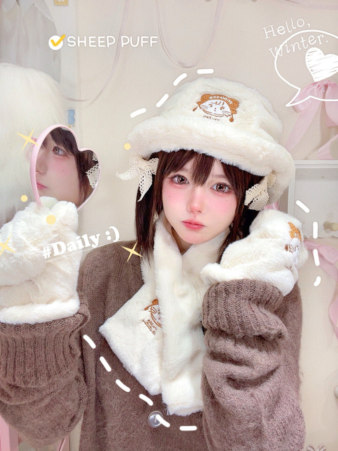 绵羊商店mikko联名休闲毛绒帽子