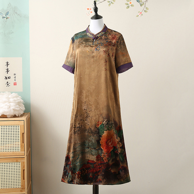 太太夏装香云纱连衣裙国风