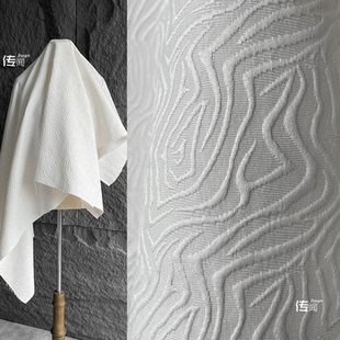 设计师面料改造 米白色迷宫提花立体肌理布料高档连衣裙帽子服装