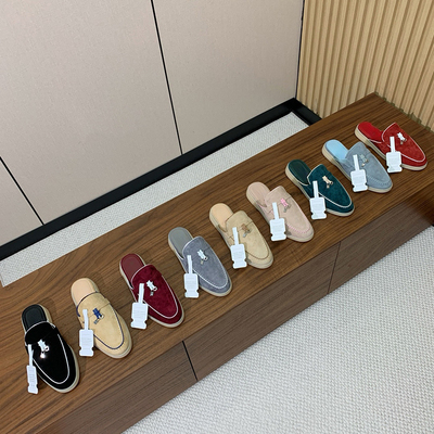 醉拳配色!!LP包头半拖鞋女懒人外穿一脚蹬拖鞋真皮平底休闲穆勒鞋