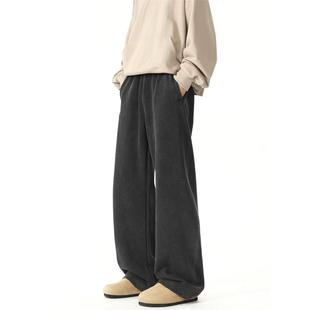 复古美式 卫裤 百搭弯刀长 子宽松水洗男潮牌黑秋冬运动休闲裤 重磅裤