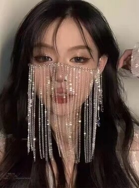 面帘古风遮脸面纱流苏耳挂汉服古装头饰遮面全套饰品超仙气配饰品