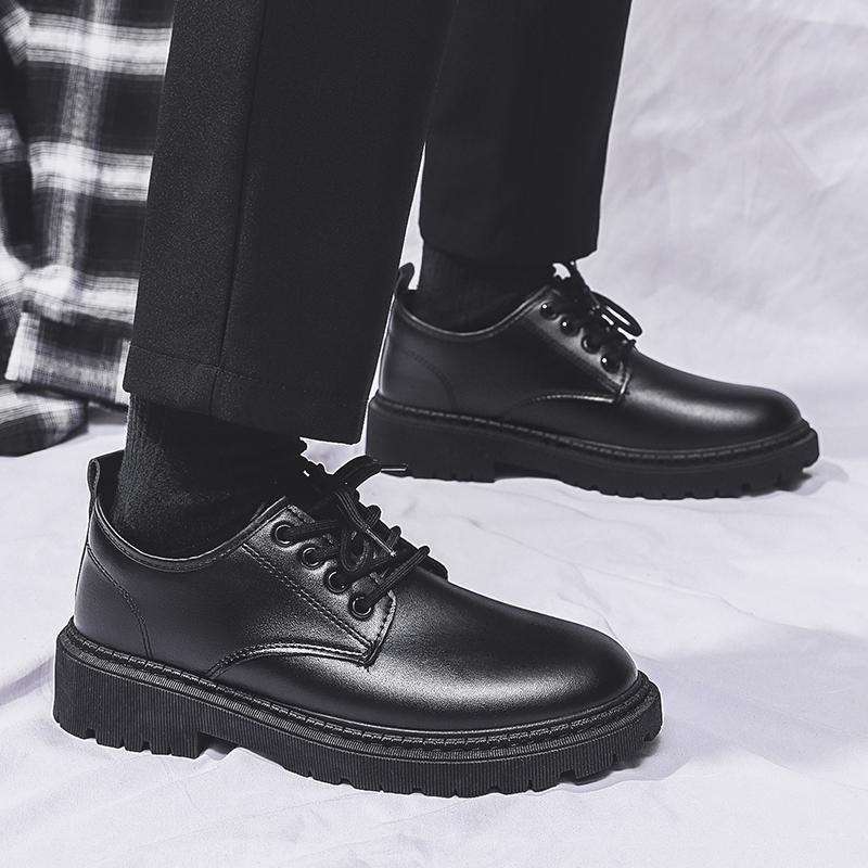 皮鞋男春季新款男士英伦商务正装大头休闲鞋厚底内增高结婚新郎鞋