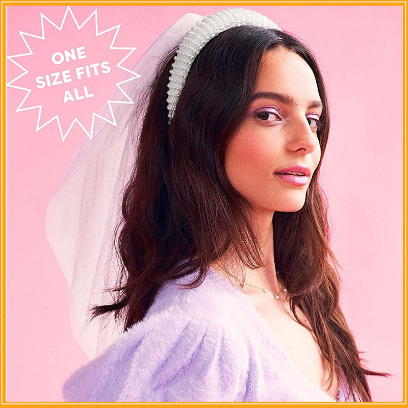 新款欧美新娘复古可拆卸空白头纱装饰 珍珠发箍发饰欧美婚庆发饰