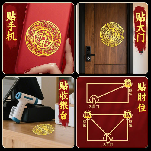 招财进宝五帝钱金属贴入户大门对门挂件邻居门楼梯电梯开门见鞋柜