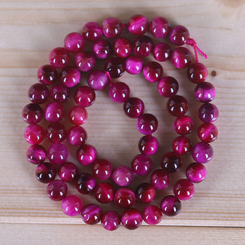 玫红虎眼散珠 DIY材料圆珠串珠半成品 手链项链饰品配件