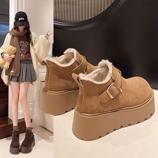 超厚底增高加绒勃肯鞋女鞋2025新款冬季毛毛棉鞋34码小土豆雪地靴