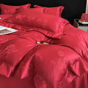 新中式 结婚四件套红色被套罩喜嫁床上用品新婚庆床单婚房陪嫁喜被