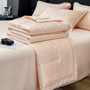 轻奢冰丝夏被四件套凉感被套夏季 真丝可机洗空调被薄凉被床单床笠