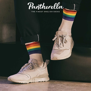 英国Pantherella运动棉袜子男女情侣休闲彩虹袜子中筒袜6001S
