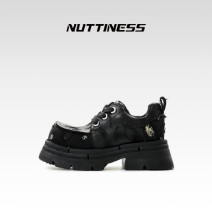 NUTTINESS狂野分子2025秋季新款真皮厚底方头英伦风重工乐福单鞋