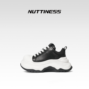 NUTTINESS狂野分子厚底老爹鞋女真皮系带大头鞋增高舒适休闲鞋女