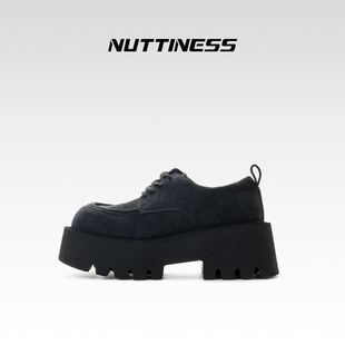 NUTTINESS狂野分子2025秋新款欧货磨砂真皮厚底系带英伦风乐福鞋