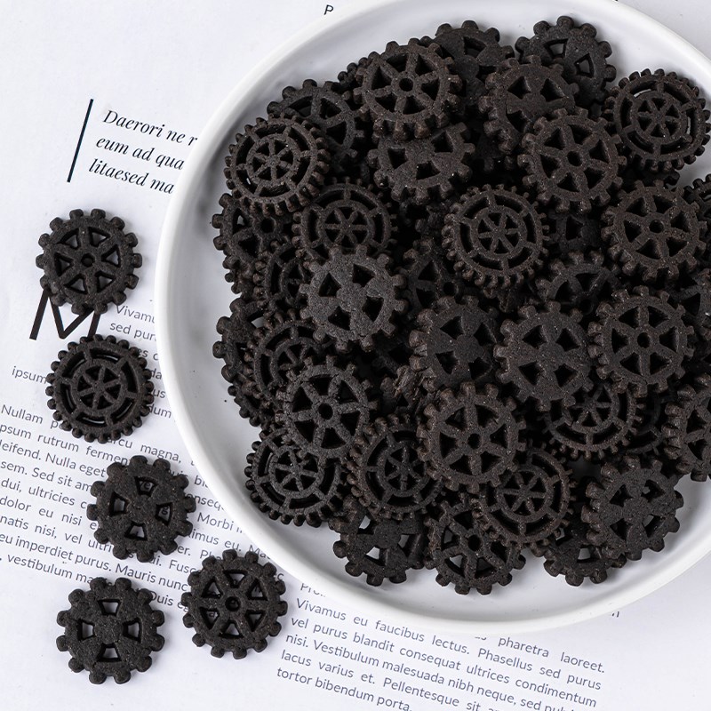 速发蛋糕装饰淇干黑色齿轮造型摆甜纸杯件品冰饼淋绵绵冰烘焙插件