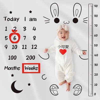 速发100天宝宝拍照背景布新生婴儿满月百天周岁月龄照氛围感道具