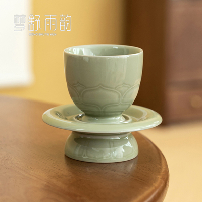 速发越窑中色陶瓷莲花主人杯茶盏仿宋茶家秘式复古品茗杯杯用个人