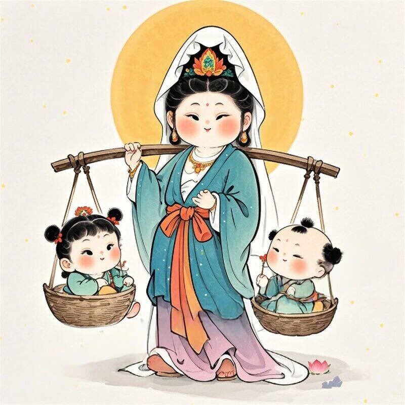 速发送子观音所求皆所愿海报贴画卧室床头生大胖小子贴纸客厅墙上