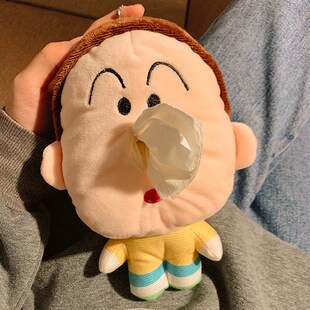 速发可爱毛绒玩偶阿呆抽纸盒学包书生挂件车载装饰巾纸盒