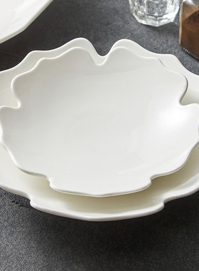 速发优格陶瓷白色盘子家用菜盘高级感餐店酒厅意境菜特色盘餐盘拉