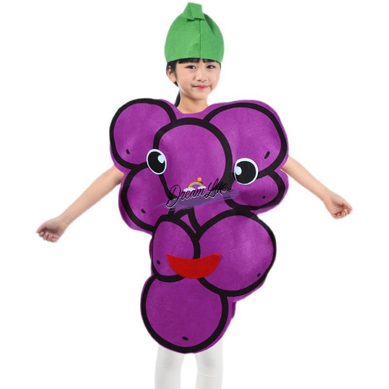 速发儿童水果蔬菜演出服草莓西瓜造型环保时装秀服装幼儿园表演区