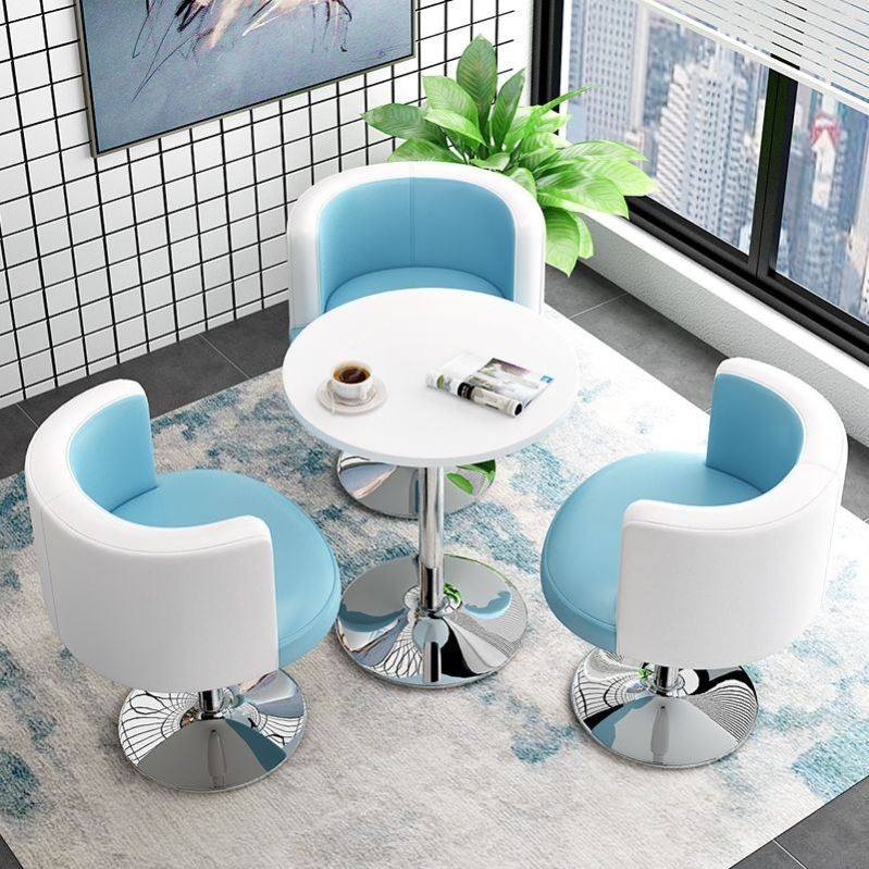 速发台休圆桌椅洽谈咖啡厅奶茶店桌接待谈判闲休小型圆形桌息区