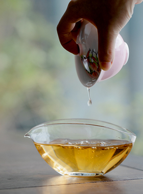 速发中器耐高温玻璃公道杯创意扁舟分茶式璃明加厚玻透匀茶杯功夫