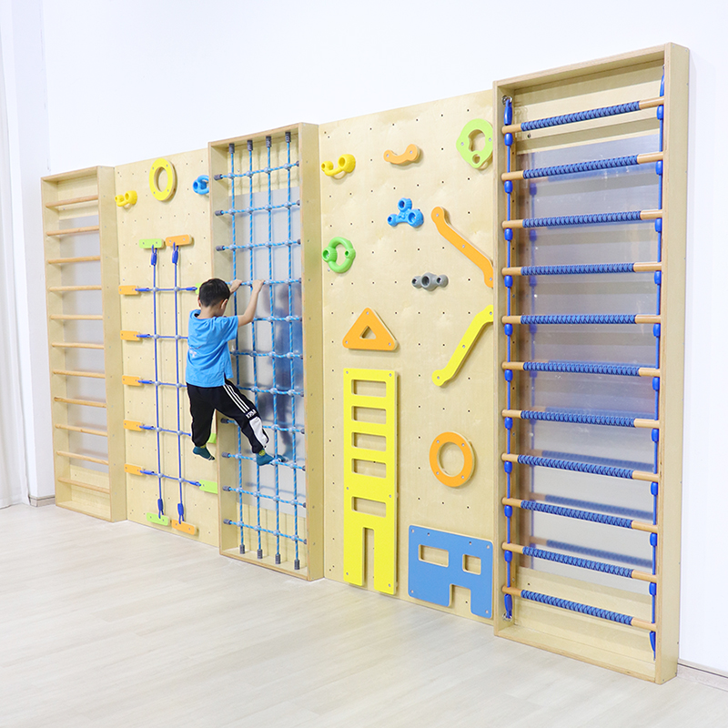 速发室用儿童木制攀网爬肋木架网梯镜面组合架家内运动感统训练攀