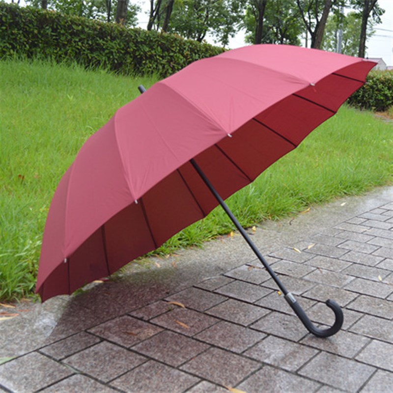 速发16骨雨双伞人弯钩酒店用伞自动长柄伞LOGO印字礼品