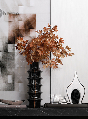 速发米雅家轻奢石厅电视柜桌面托盘果璃水晶玻盘装饰品大理客花瓶