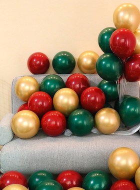 速发圣诞节红绿色印花气球橱窗商场店铺公司活动布氛酒吧置围场景