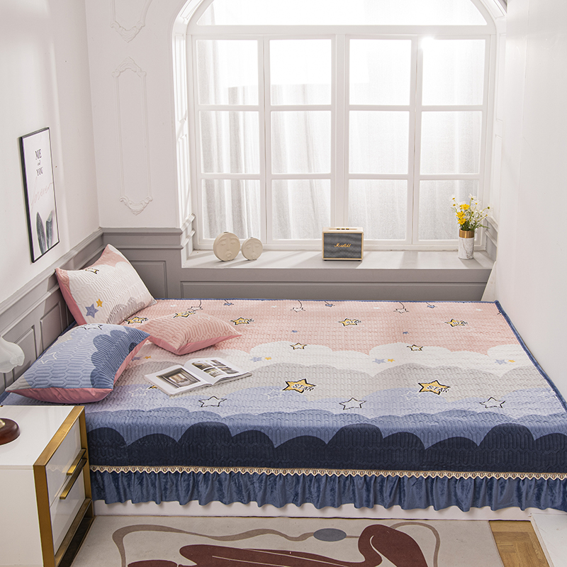 速发榻榻米炕炕子牛奶绒炕垫地炕床盖防滑加褥厚盖加绒件床褥