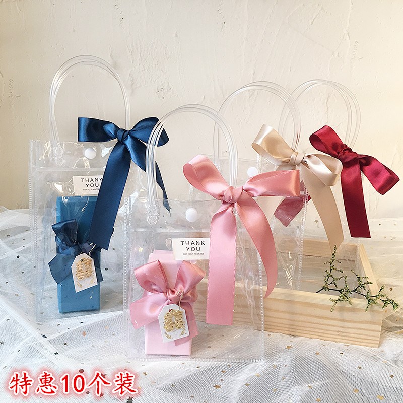 速发PVC全透明现货手提袋零售按扣提手袋透明袋PVC礼品袋