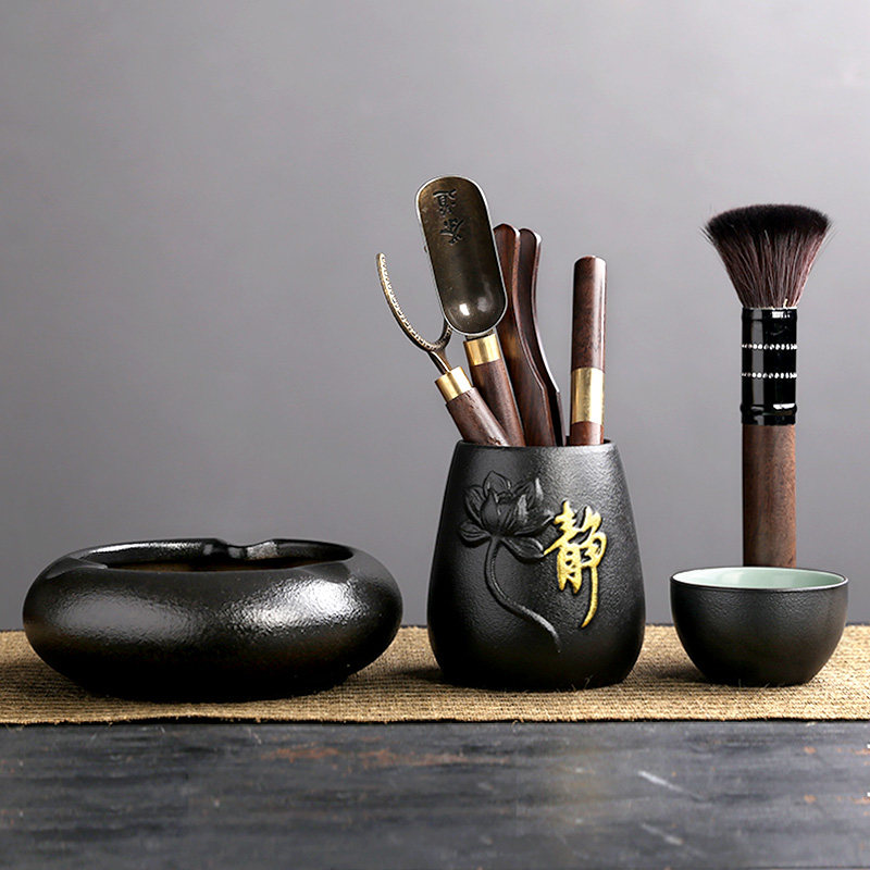 速发喝用六君子套装功夫茶具配件大全茶茶道品夹子刷子茶台桌泡茶