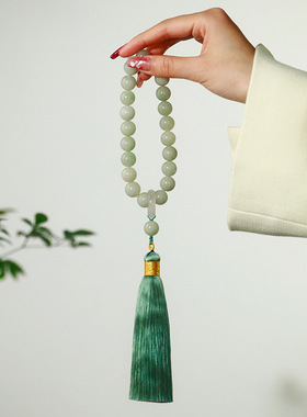 佘太翠手持手链绕指柔念珠复古风玛瑙手串男女款文玩跑环流苏佛珠