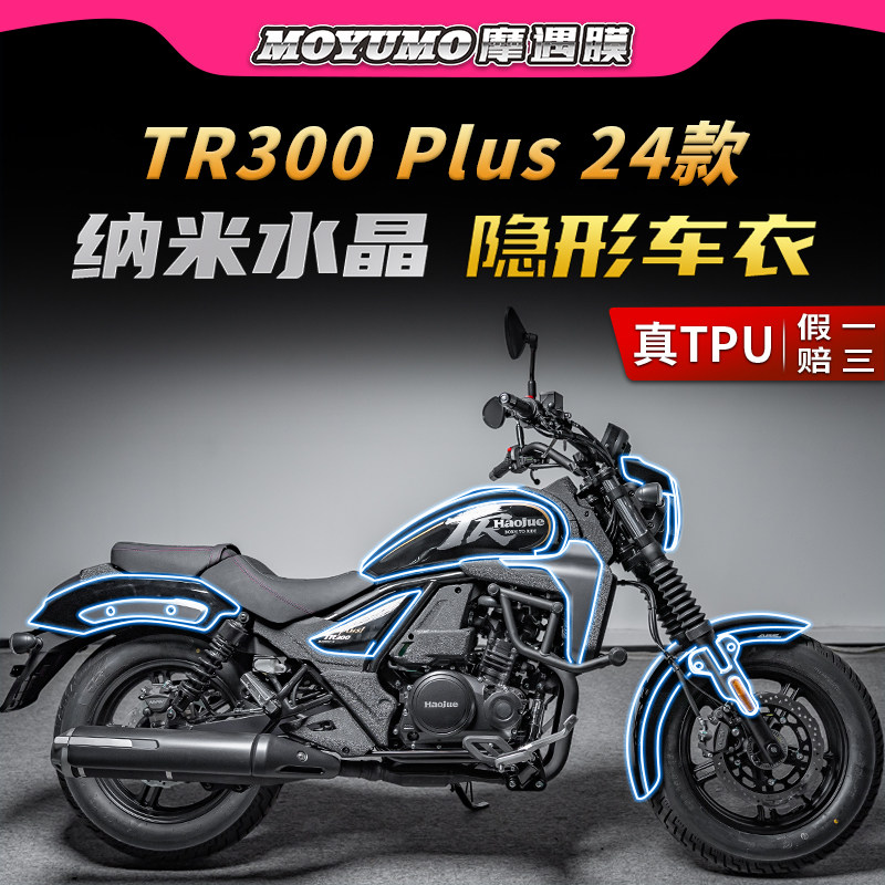 适用24款豪爵TR300PLUS贴纸隐形车衣TPU保护油箱贴膜摩托车改装件