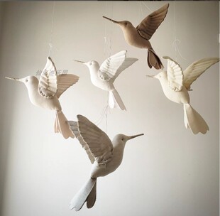 北欧风悬挂蜂鸟挂饰 儿童卧室立体布艺玩偶 蚊帐装饰品礼物拍摄