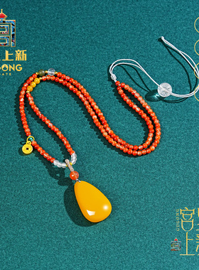 宫里上新天然正品蜜蜡毛衣链项链