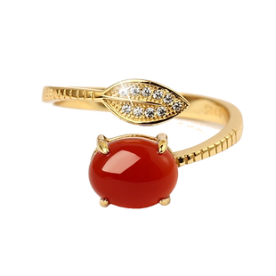 宫里上新玉髓戒指女红色玛瑙纯银指环新年本命年礼物生日送妈妈