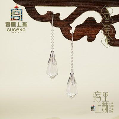 宫里上新正品天然白水晶耳环