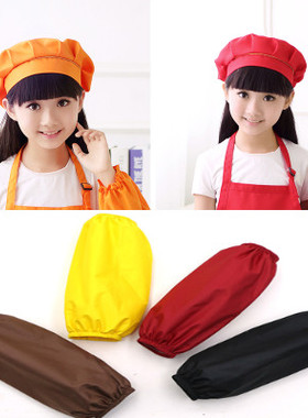 儿童厨师帽子套袖儿童画画衣配套同色同面料可印制logo防脏防水