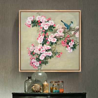 新中式手绘玄关走廊客厅装饰画现代工笔油画卧室餐厅电表箱挂画图片
