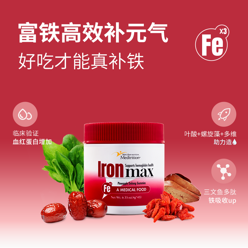 【直播达人】麦治迅medtrition富铁软糖4g*45颗/罐