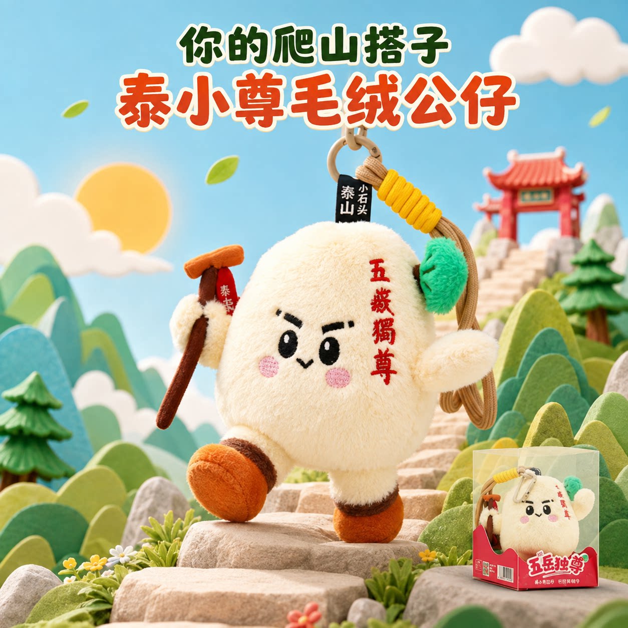 泰山文创泰小尊毛绒玩具爬山搭子经典刻石可爱挂件送朋友生日礼物