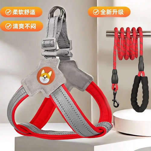 福莱希蒙淼狗狗牵引绳夏季狗背带胸背遛狗绳中小型柴犬法斗柯基狗