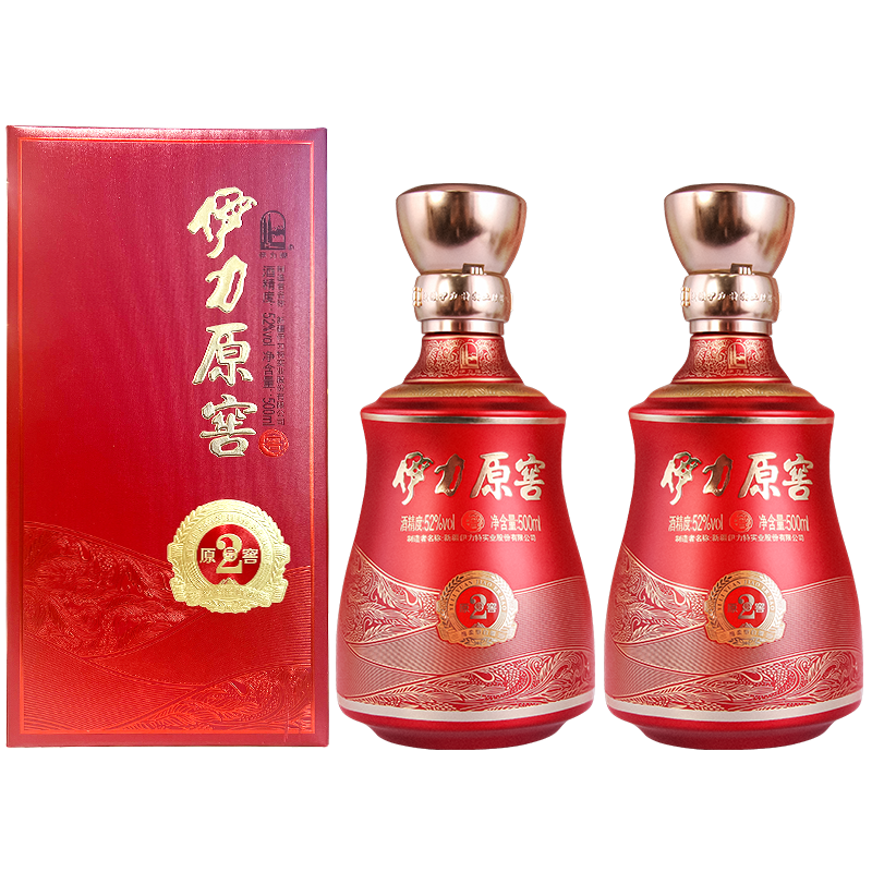 伊力特原窖2号新疆伊犁高度绵柔型白酒52度500ml*2瓶礼盒装正品