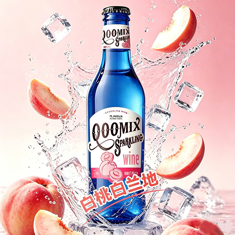 酷美客白桃白兰地风味气泡酒女士低度果酒微醺小甜酒270ml*3正品