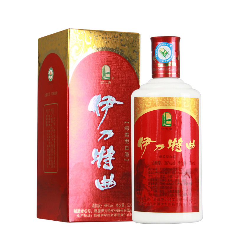 新疆伊力特曲商超版浓香型白酒纯粮酿造口粮酒36度500ml礼盒正品