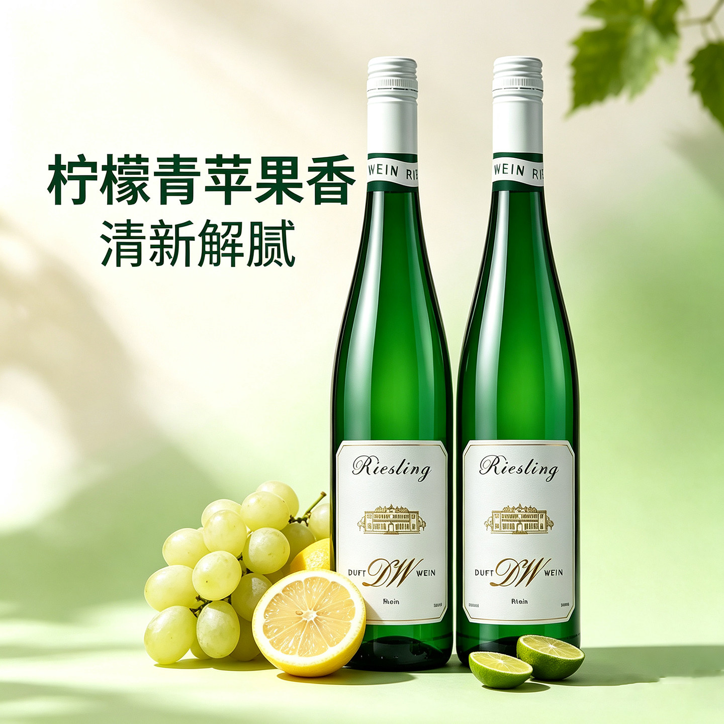 杜夫维安德国进口莱茵雷司令半甜白葡萄酒女士微醺小甜水750ml*2