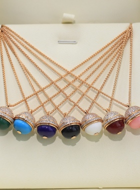 镀18K金孔雀石项链时来运转吊坠